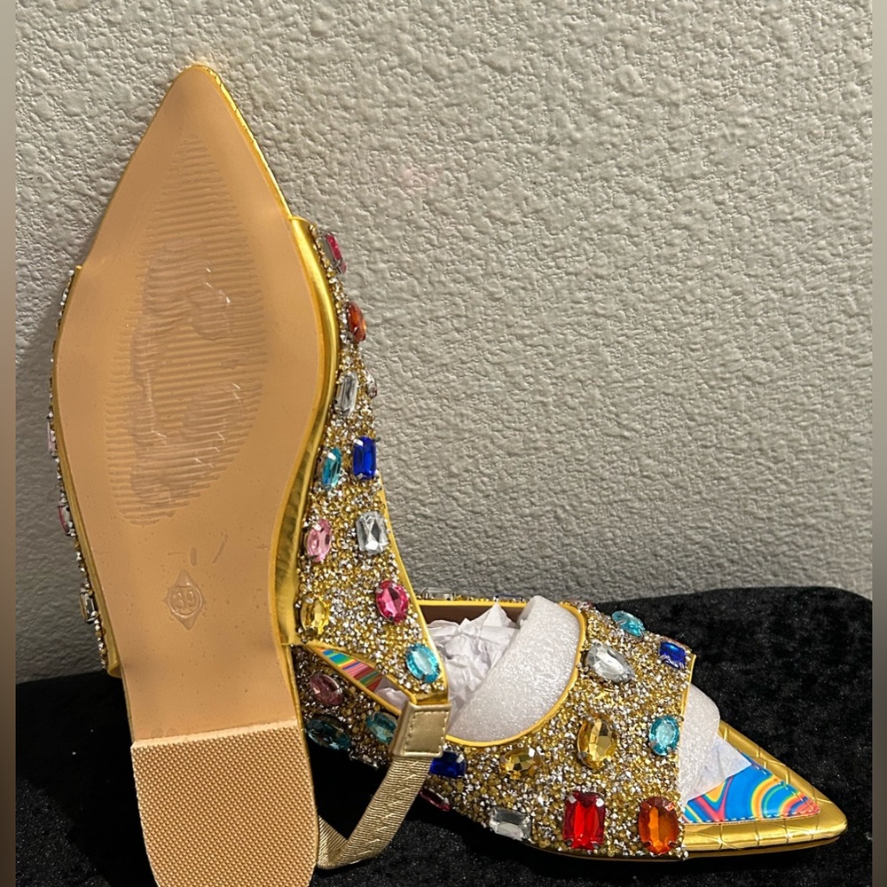 Colorful Rhinestone Pointed-Toe Mules – Size US 8 (EU 39) - Picture 7 of 7